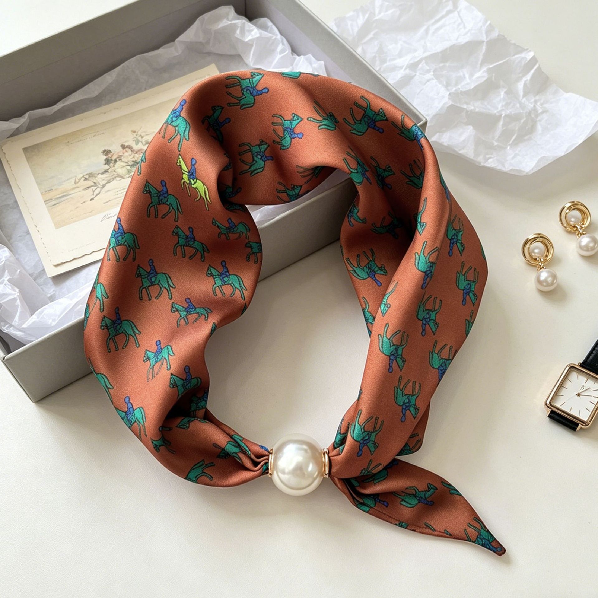Ascot Neck Scarf - Lenço Magnético de Pérolas Luxury Knight