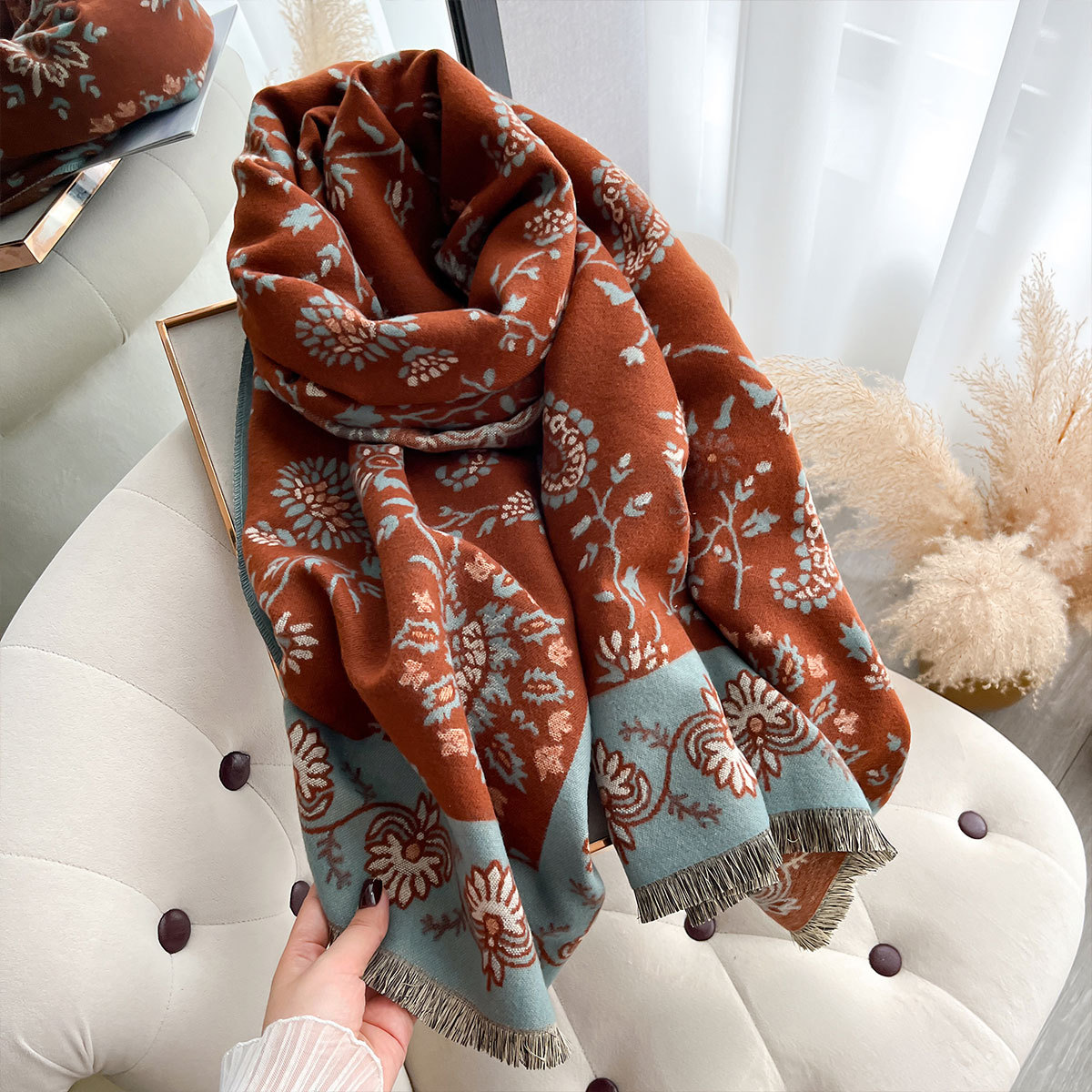 Luxo inverno imitação de caxem - Woven Scarf Blanket avaliação e preço