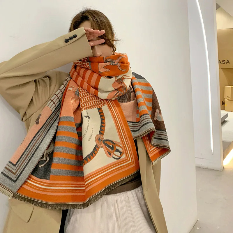 2024 novo luxo inverno cacheco - Woven Scarf Blanket avaliação e preço