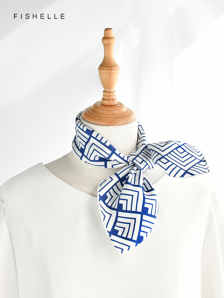 Lenço de seda estampado geomét - Face Scarf Mask avaliação e preço