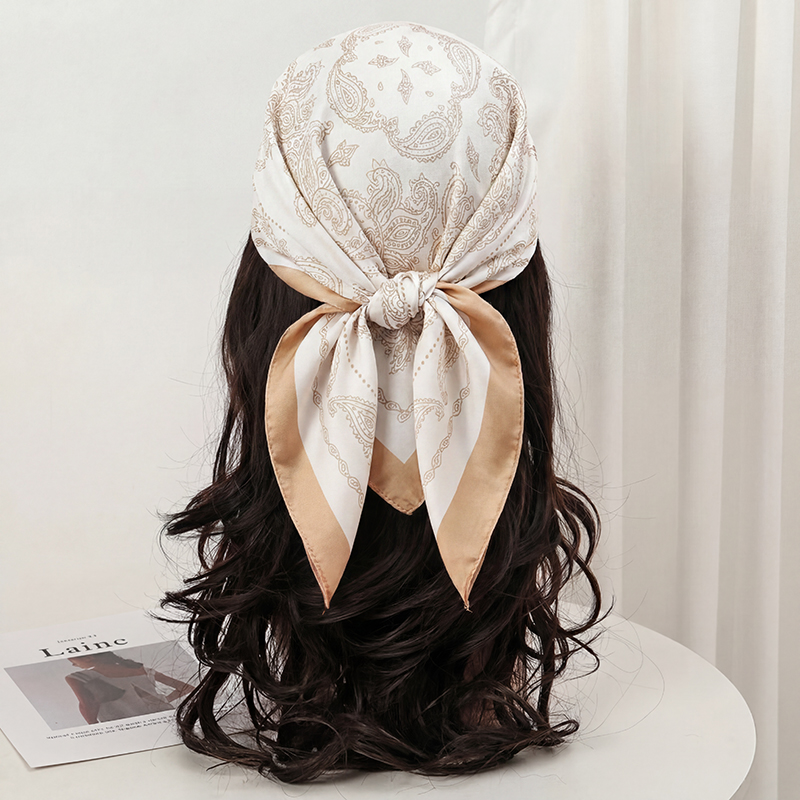Lenço Quadrado Vintage Bege co - Face Scarf Mask avaliação e preço