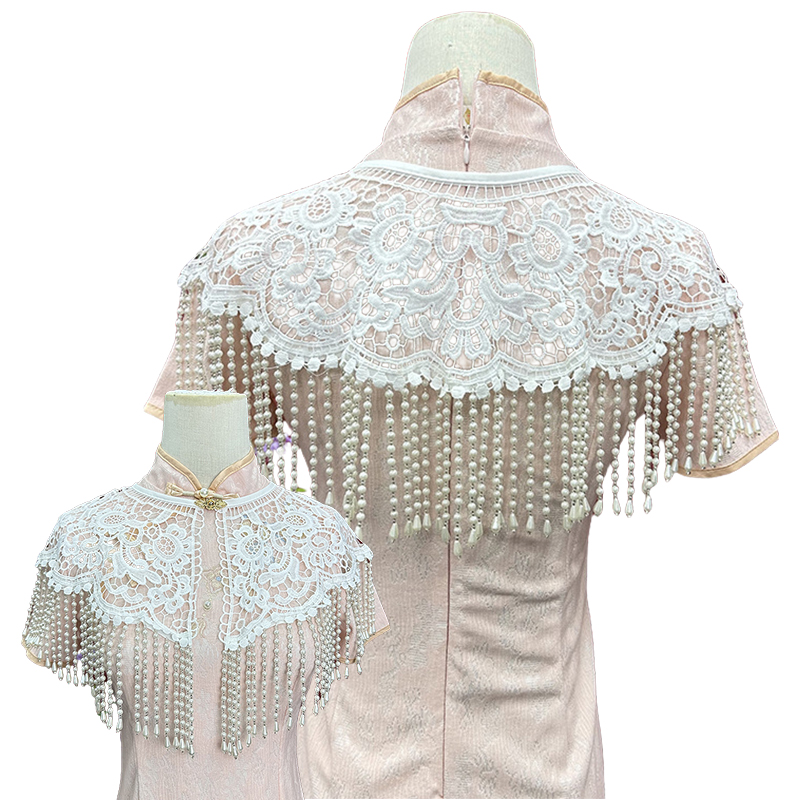 Xale Vintage com Pérolas e Bor - Stole Wedding Shawl avaliação e preço